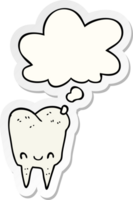 cartoon tooth with thought bubble as a printed sticker png