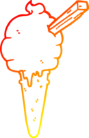 warm gradient line drawing of a cartoon ice cream png