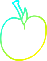 cold gradient line drawing of a cartoon of an apple png