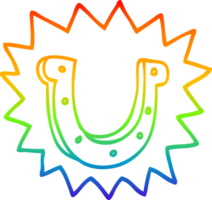 rainbow gradient line drawing of a cartoon crazy lucky horseshoe symbol png