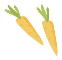 Orange carrots in flat design. Natural fresh plant roots, organic vegetable. illustration isolated. vector