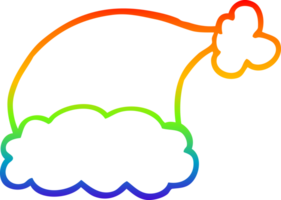 rainbow gradient line drawing of a cartoon santa hat png