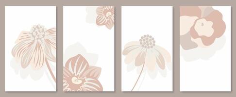 Abstract botanical wall art set. illustration in scandinavian design vector