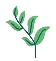 Twig with green leaves in flat design. Nature, zero waste and eco symbol. illustration isolated. vector