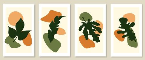 Abstract botanical wall art set. illustration in scandinavian design vector