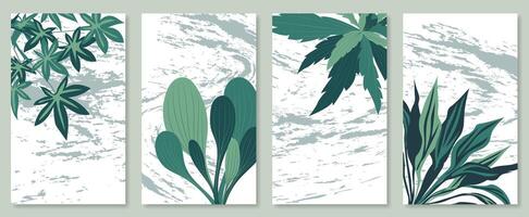 Abstract botanical wall art set. illustration in scandinavian design vector