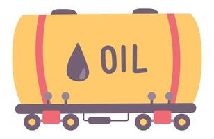 Oil tank on wheels in flat design. Gasoline transportation tanker. illustration isolated. vector