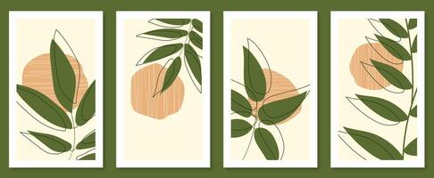 Abstract botanical wall art set. illustration in scandinavian design vector