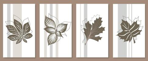 Abstract botanical wall art set. illustration in scandinavian design vector