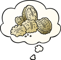 tecknad serie valnötter med trodde bubbla i slät lutning stil png