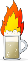 hand drawn cartoon flaming tankard of beer png