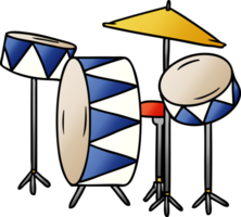 hand drawn gradient cartoon doodle of a drum kit png