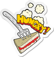 sticker of a cartoon cake with fork png