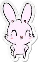 distressed sticker of a cute cartoon rabbit png