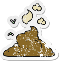 retro distressed sticker of a cartoon steaming pile of poop png