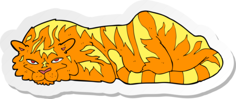 sticker of a cartoon resting tiger png