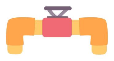 Oil pipeline in flat design. Petrochemical piping system with faucet. illustration isolated. vector