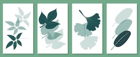 Abstract botanical wall art set. illustration in scandinavian design vector