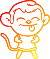 warm gradient line drawing of a funny cartoon monkey png