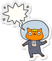 cartoon space cat with speech bubble sticker png