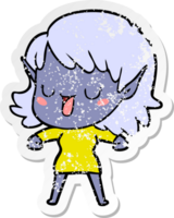 distressed sticker of a cartoon elf girl png