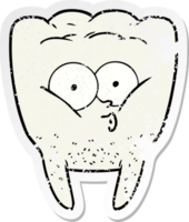 distressed sticker of a cartoon whistling tooth png
