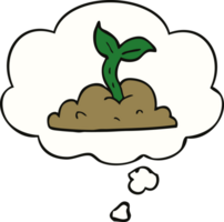 cartoon growing seedling with thought bubble png