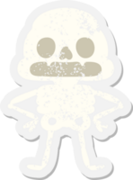 zelfverzekerd spookachtig skelet grunge sticker png