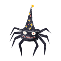 mano retro dibujos animados Víspera de Todos los Santos araña en bruja sombrero png