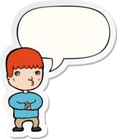 cartoon man thinking with speech bubble sticker png