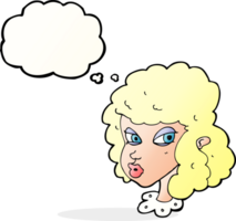 cartoon suspicious woman with thought bubble png