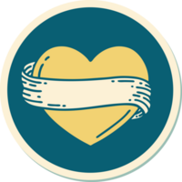 sticker of tattoo in traditional style of a heart and banner png