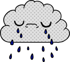 hand drawn cartoon of cute crying cloud png