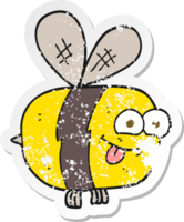 retro distressed sticker of a cartoon bee png