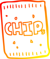 warm gradient line drawing of a cartoon packet of chips png
