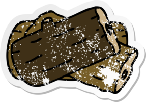 distressed sticker of a quirky hand drawn cartoon log png