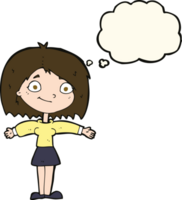 cartoon happy girl with thought bubble png