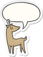 cartone animato cervo con discorso bolla etichetta png