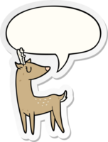 dessin animé cerf avec discours bulle autocollant png