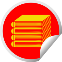 circular peeling sticker cartoon of a stack of books png