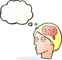 cartoon head with brain symbol with thought bubble png