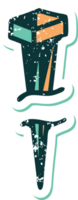 iconisch verontrust sticker tatoeëren stijl beeld van ijzer nagel png