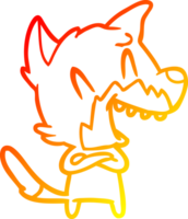 warm gradient line drawing of a laughing fox cartoon png