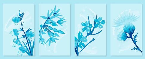 Abstract botanical wall art set. illustration in scandinavian design vector