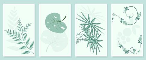 Abstract botanical wall art set. illustration in scandinavian design vector