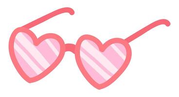 Heart shape glasses in flat design. Pink glamour accessory with flirting lens. illustration isolated. vector