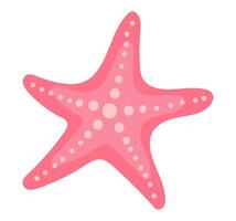 Red starfish in flat design. Tropical underwater mollusk, aquatic creature. illustration isolated. vector