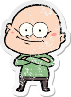 distressed sticker of a cartoon bald man staring png