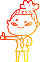 warm gradient line drawing of a cartoon woman png