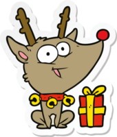 sticker of a cartoon christmas reindeer png